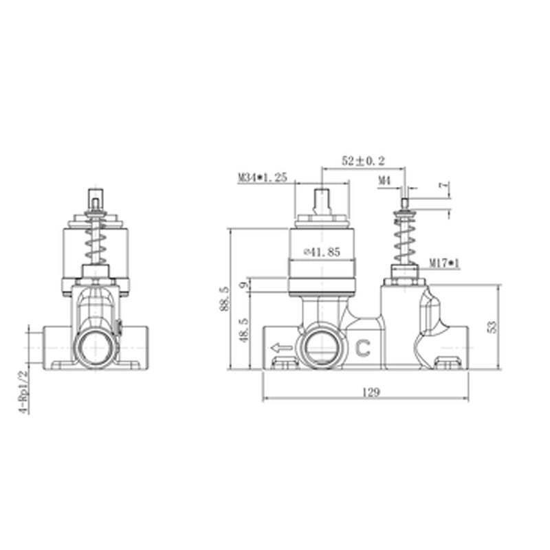 Vileroy & Boch Colour-Choice Diverter Mixer Body Specifications 