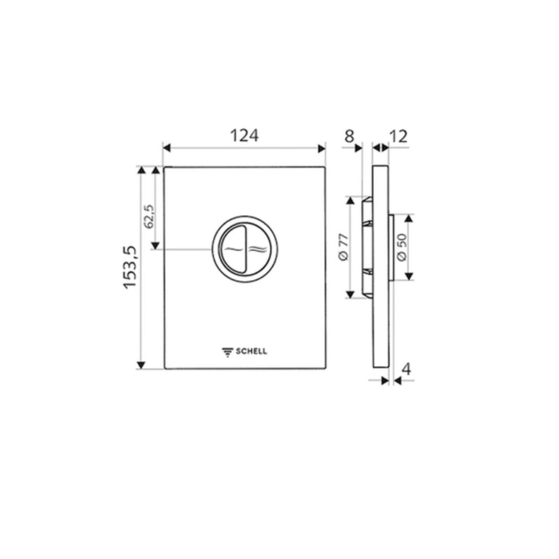 Schell Compact II WC Flush Plate High Pressure-Stainless Steel | Specifications