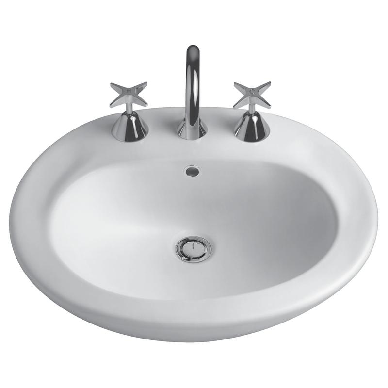 Caroma Concorde 500 Semi Recessed Basin - 1 Tap Hole - Gloss White - 654210W