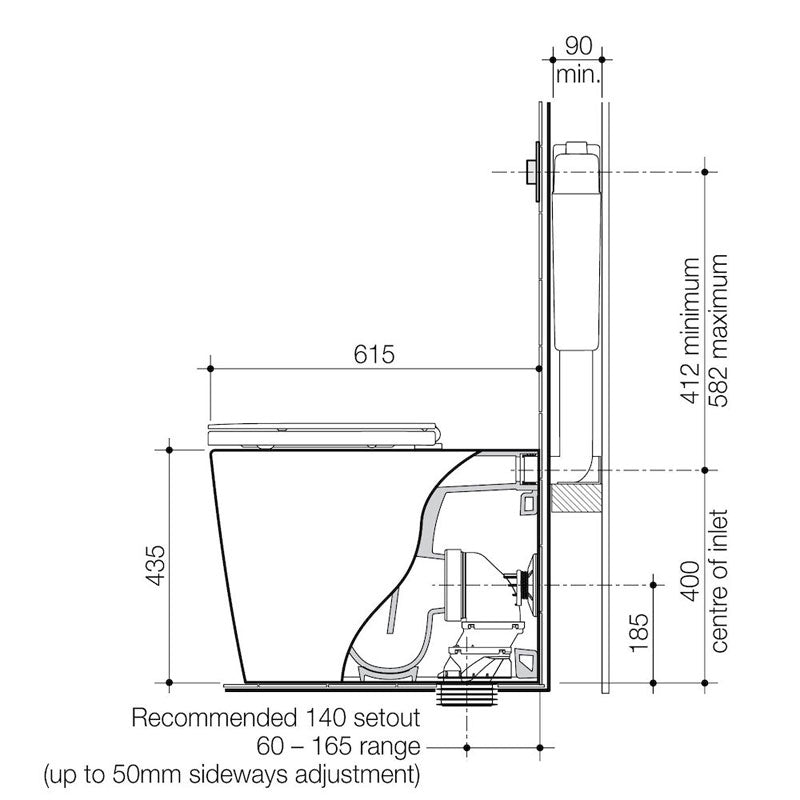 Caroma Liano Cleanflush® Easy Height Invisi Series II® Wall Faced Toilet Suite specifications