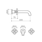CLARK Cross Wall Basin/Bath Set 220mm Specification