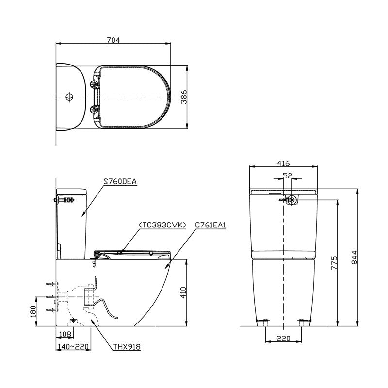 TOTO Basic BTW Toilet Specification
