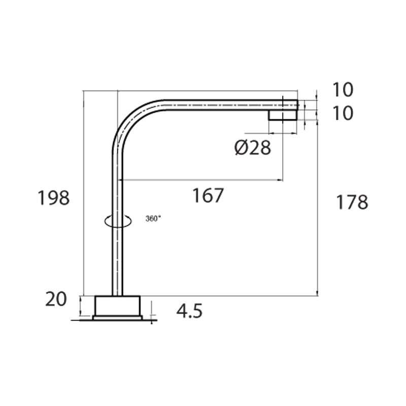 Parisi Curva Hob Mixer & Swivel Spout - Chrome - CU.06-2HS