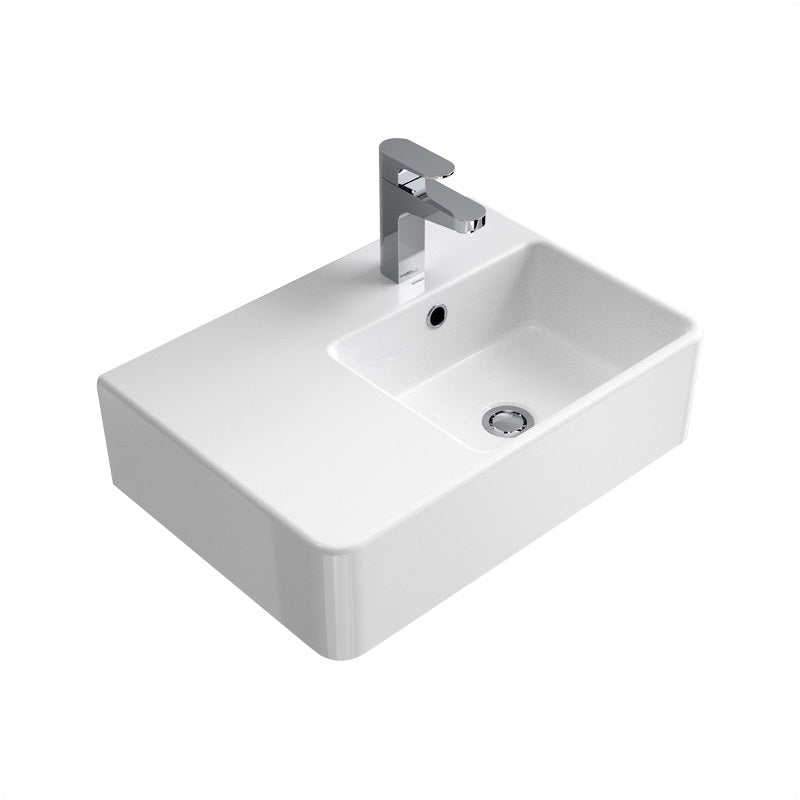 Caroma Cube Extension Basin - Left Hand Shelf - Gloss White
