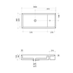 Parisi Cut 900x380 Bench Basin with Platform & 1 Tap Hole