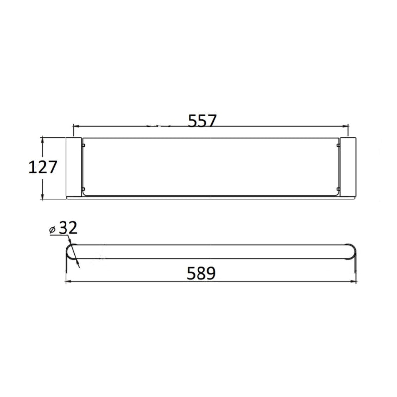 PLD Cove Glass Shelf - Gunmetal Grey - Specification