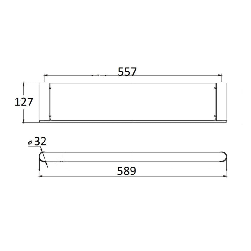PLD Cove Glass Shelf - Matte Black -  Specification