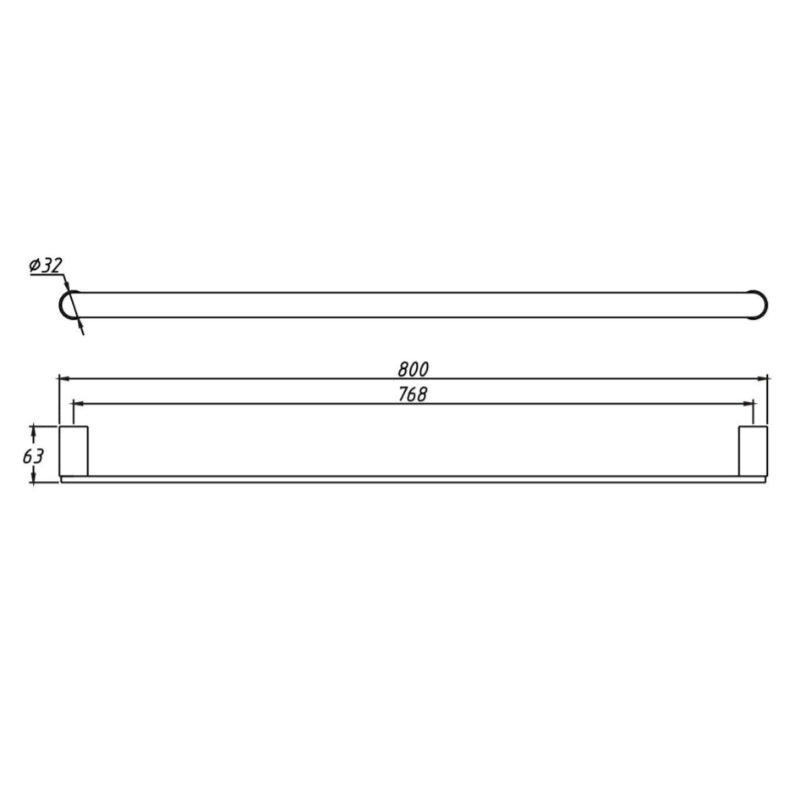 PLD Cove 800 Single Towel Rail - Matte Black -  Specification