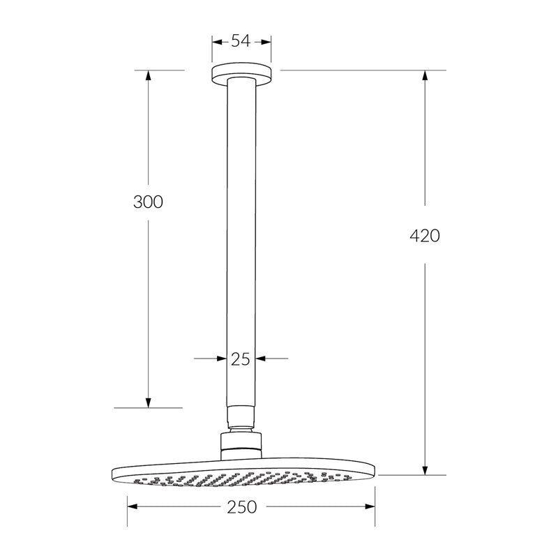 Sussex Calibre Vertical Shower 300mm Chrome Specification