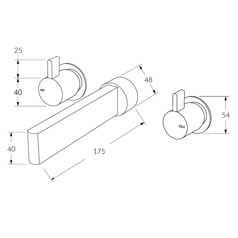 Sussex Calibre Wall Basin Set 175mm Brushed Gunmetal Specification
