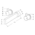 Sussex Calibre Wall Basin Set 175mm Brushed Gunmetal Specification