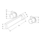 Sussex Calibre Wall Basin Set 225mm Chrome Specification