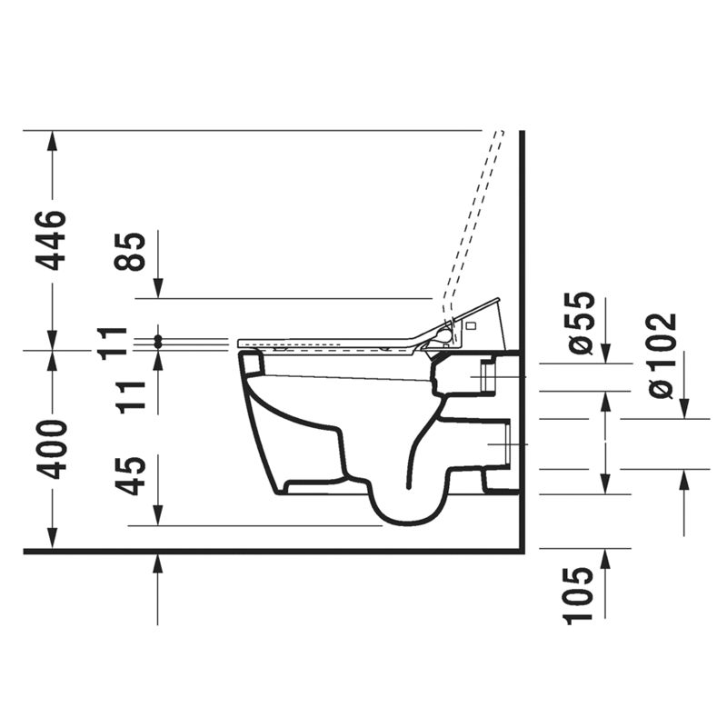 Duravit ME by Starck Wall Mounted RIMLESS® SensoWash Slim with HygieneGLAZE