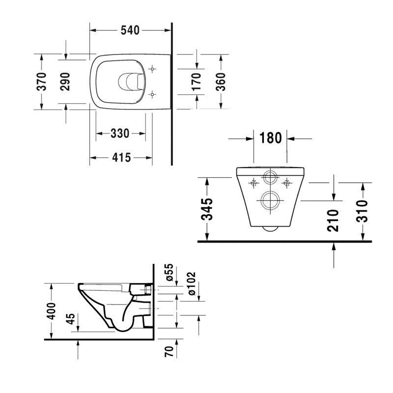 Duravit Durastyle RIMLESS® Wall Hung Toilet Specification