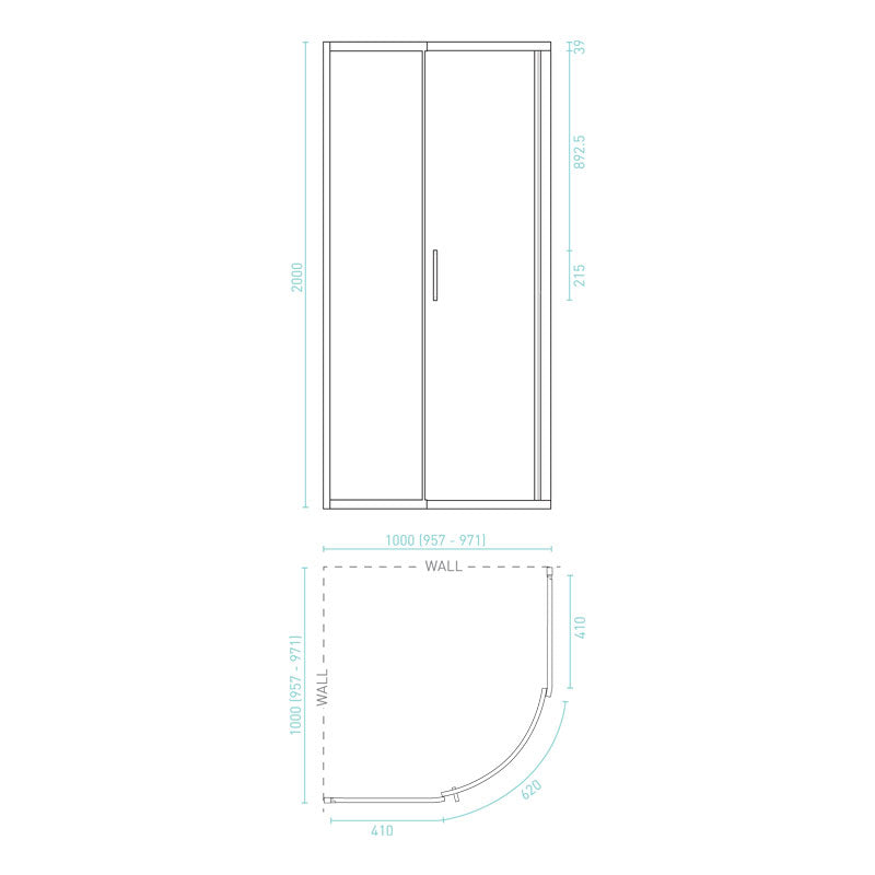 Decina Floriano 1000 Curved Shower System - Rear Waste Specification