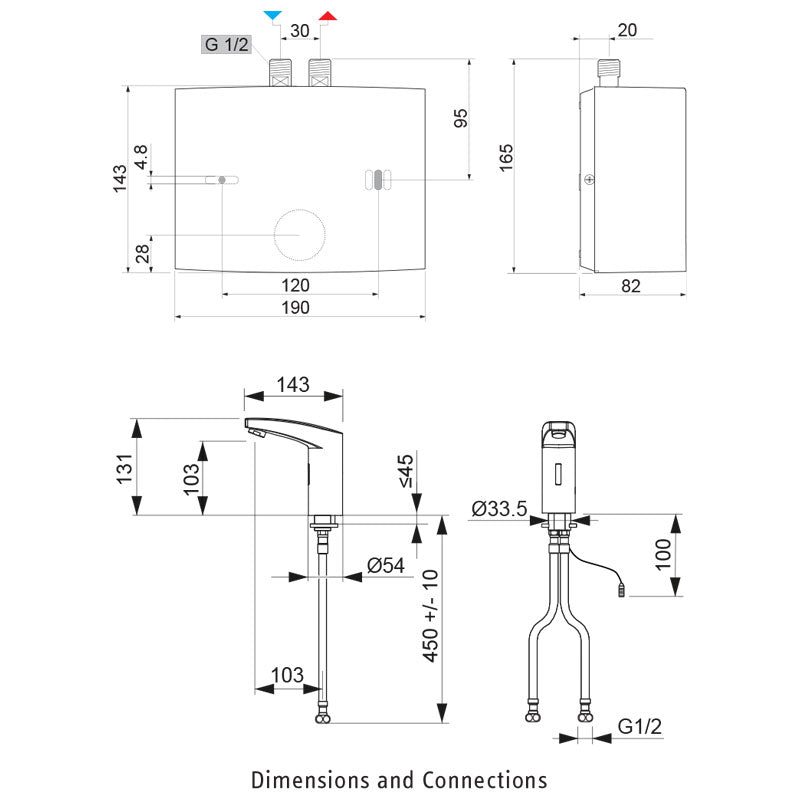 Stiebel Eltron DEM 6 Electric Instantaneous 50°C Water Heater + Sensor Tap Specification