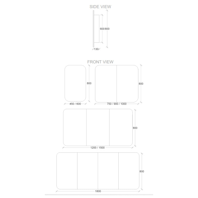 Rifco Derwent Mirror Cabinet -  Specification