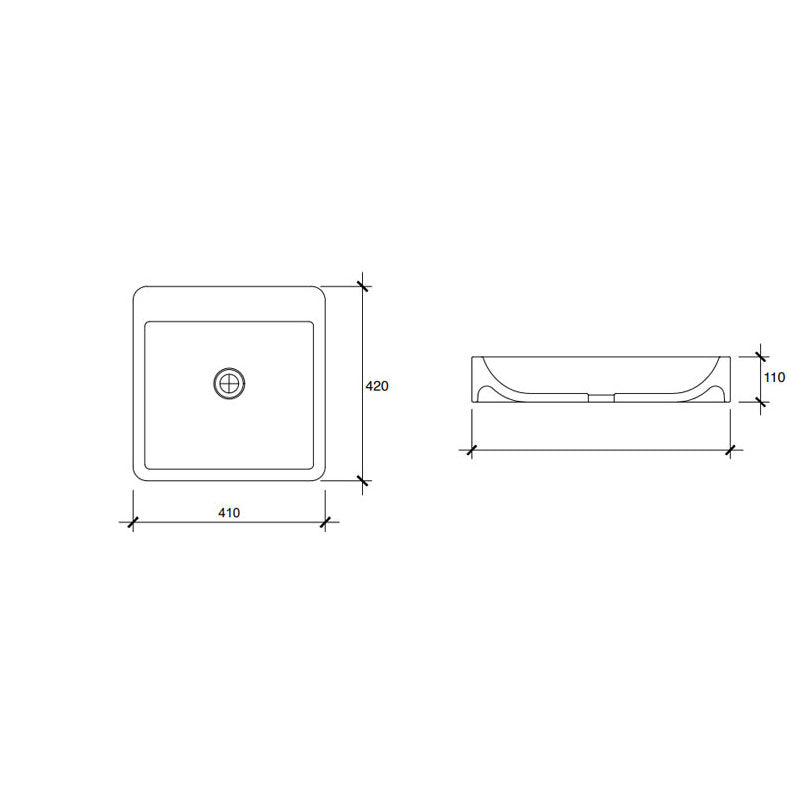 Verotti Dakota Bench Basin - Rectangle Natural Raw (W410, D420, H110)