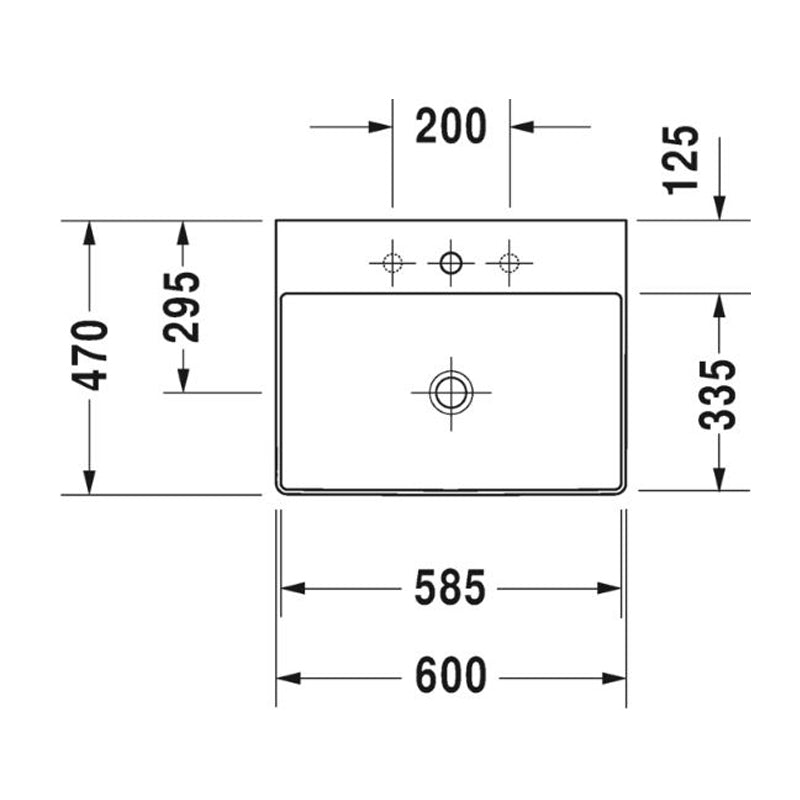 Duravit DuraSquare Washbasin 600 x 470mm Specification
