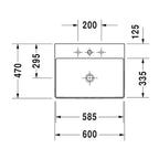 Duravit DuraSquare Washbasin 600 x 470mm Specification
