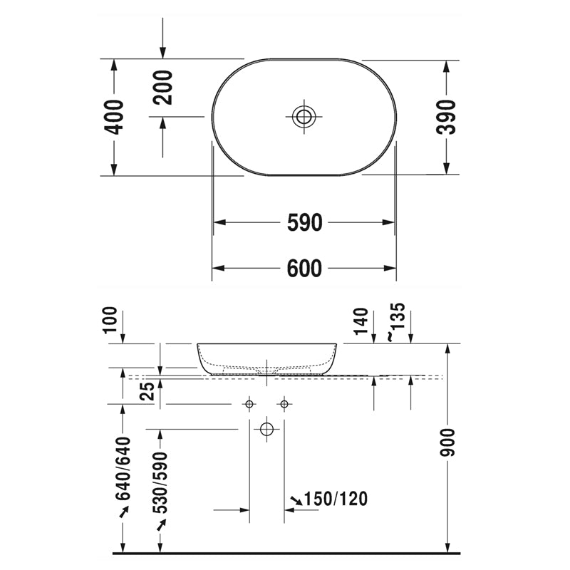 DURAVIT Luv Washbowl 600 Specification