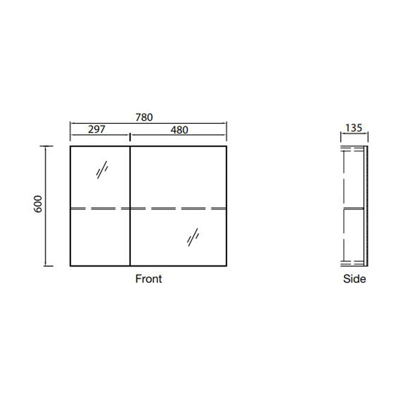 Parisi Evo 800 Mirror Cabinet- Tabacco Specification