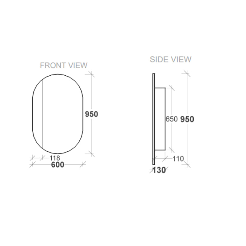 Rifco Eclipse Mirror Cabinet -  Specification