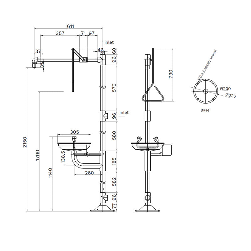Gentec ECOSAFE Combination Shower and Eye Wash Specification