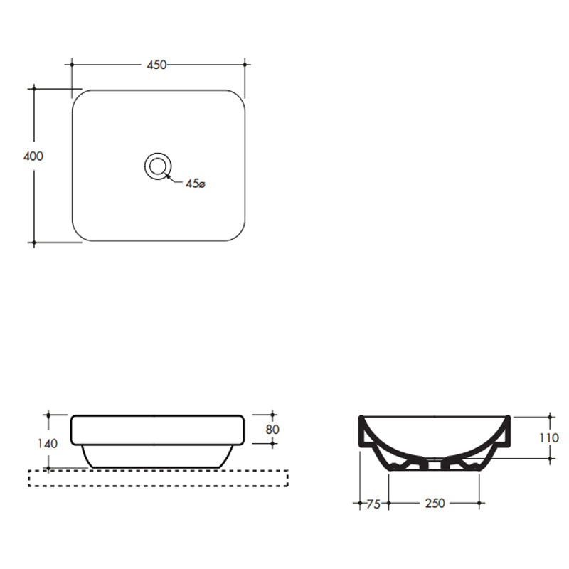 Studio Bagno Element 45 Basin - Gloss White - NTH