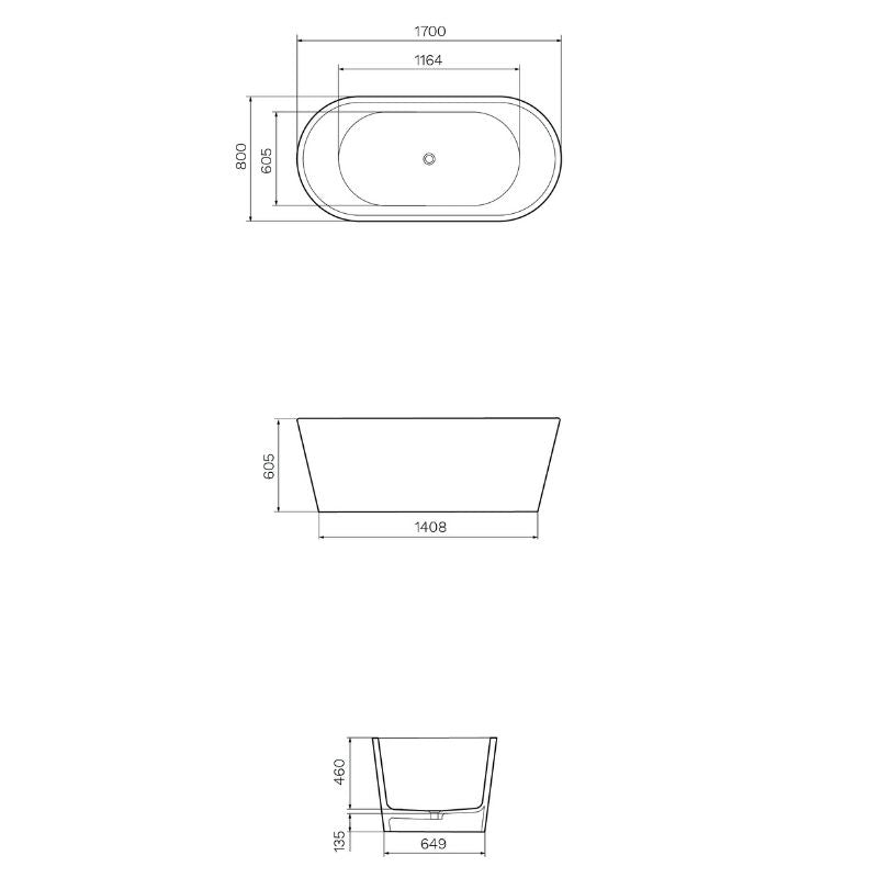 Ellisse Stonetec Freestanding Bath Spec