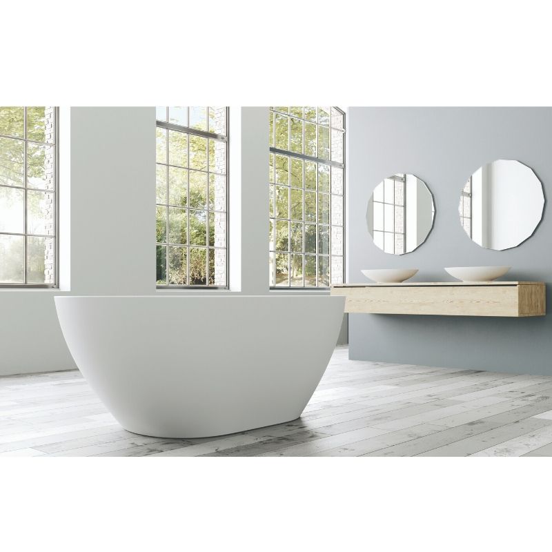 DADOquartz Emily 1550mm Freestanding Bath No Overflow - Polished White - SBM034-S