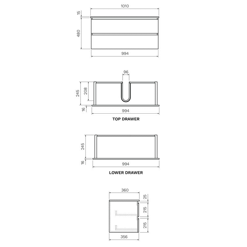 Evo Slim 1000 Wall Mounted Cabinet with Ceramic Top Sand Plus 1TH Specifications