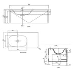 Parisi Flow 900 wall Mounted Cabinet with 1 Drawer & Wash Basin 1TH- Satin White Specification