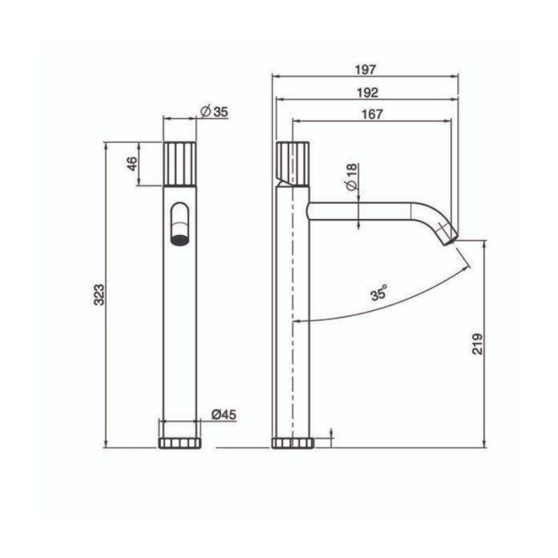 FIMA Spillo Tech Basin Mixer 323mm - Chrome -  Specification