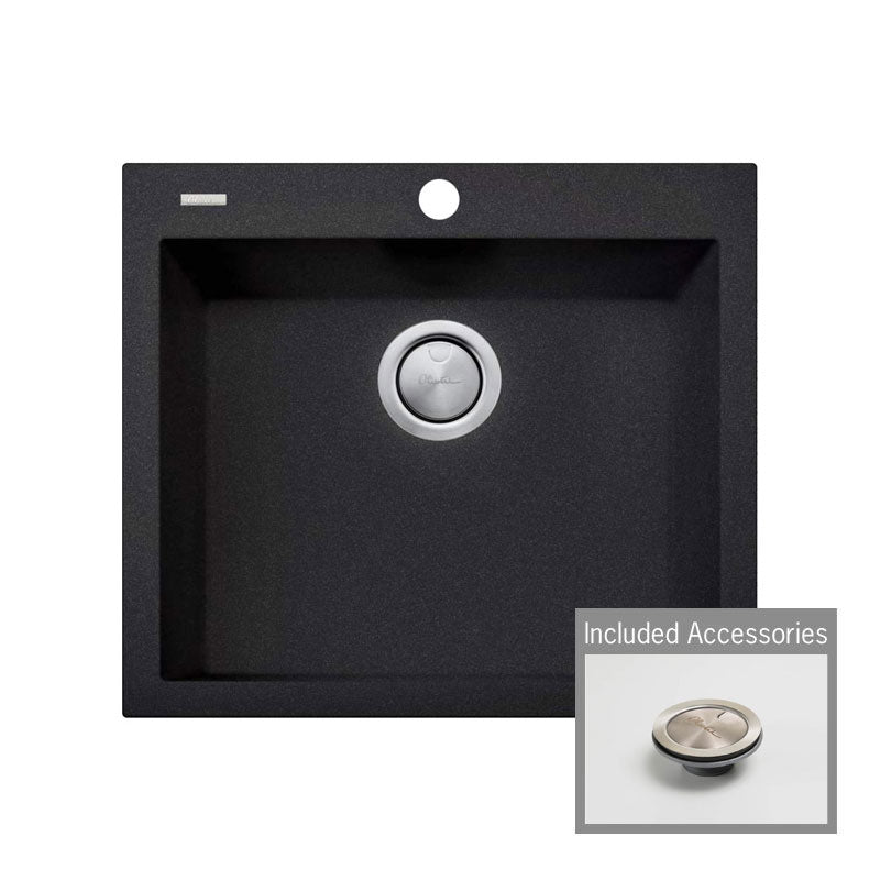 Oliveri Florence Black Large Bowl Topmount Sink
