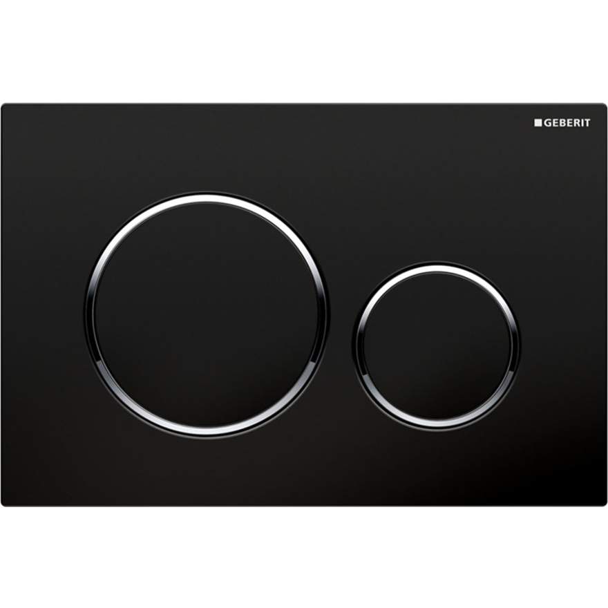 Oliveri Black Concealed Cistern Flush Plate with Round Buttons