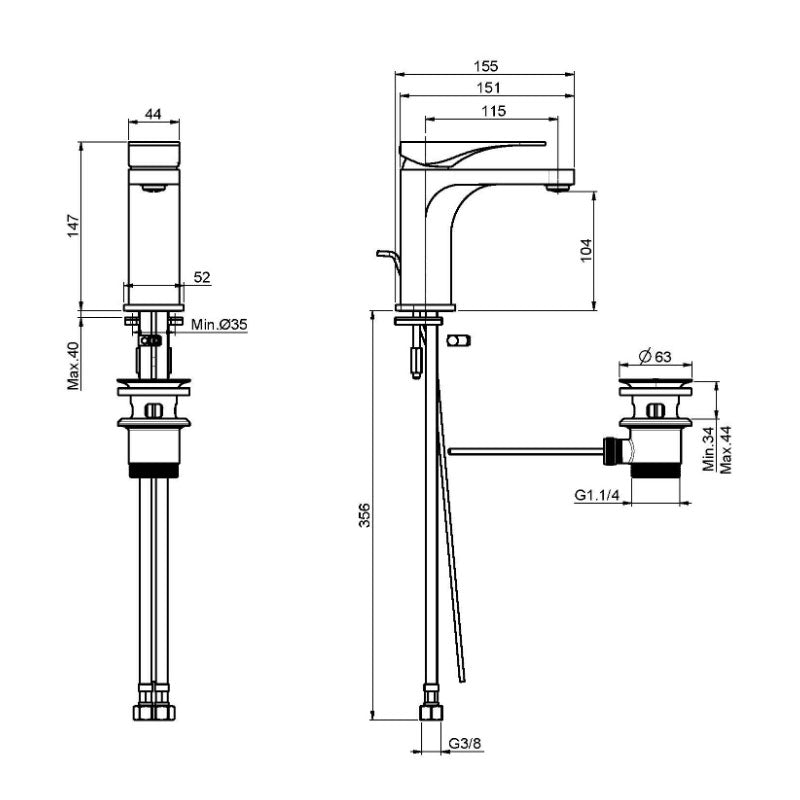 FIMA Quad Basin Mixer 147mm - Matte White Specification