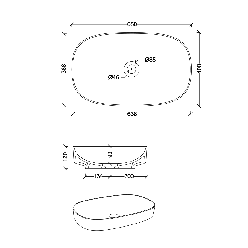 Studio Bagno Form 65 Oval Bench Basin