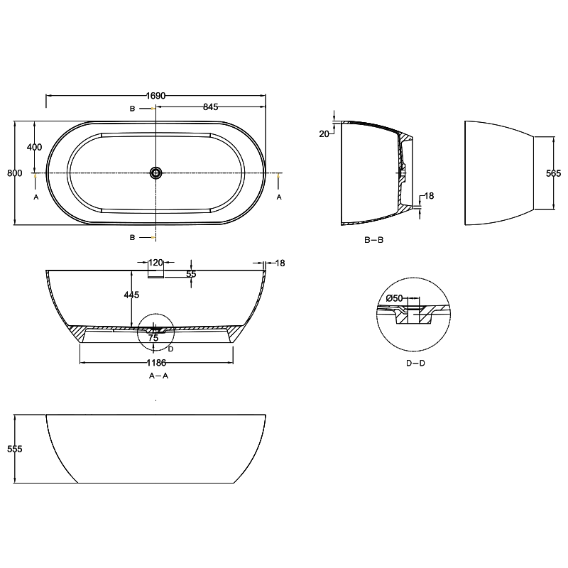 Gareth Ashton Formoso 1690 Natural Stone Bath