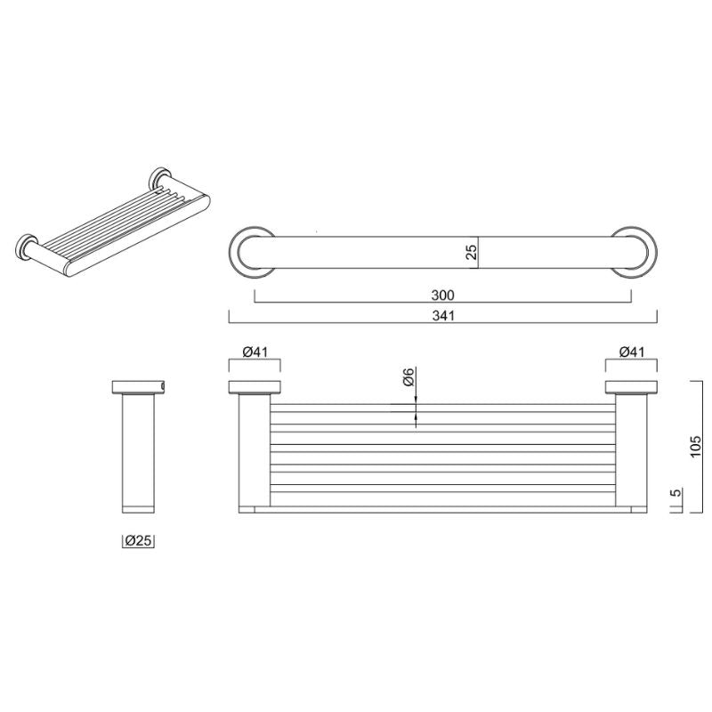 The Gareth Ashton Premium Shelf 300mm - Brushed Nickel Specifications