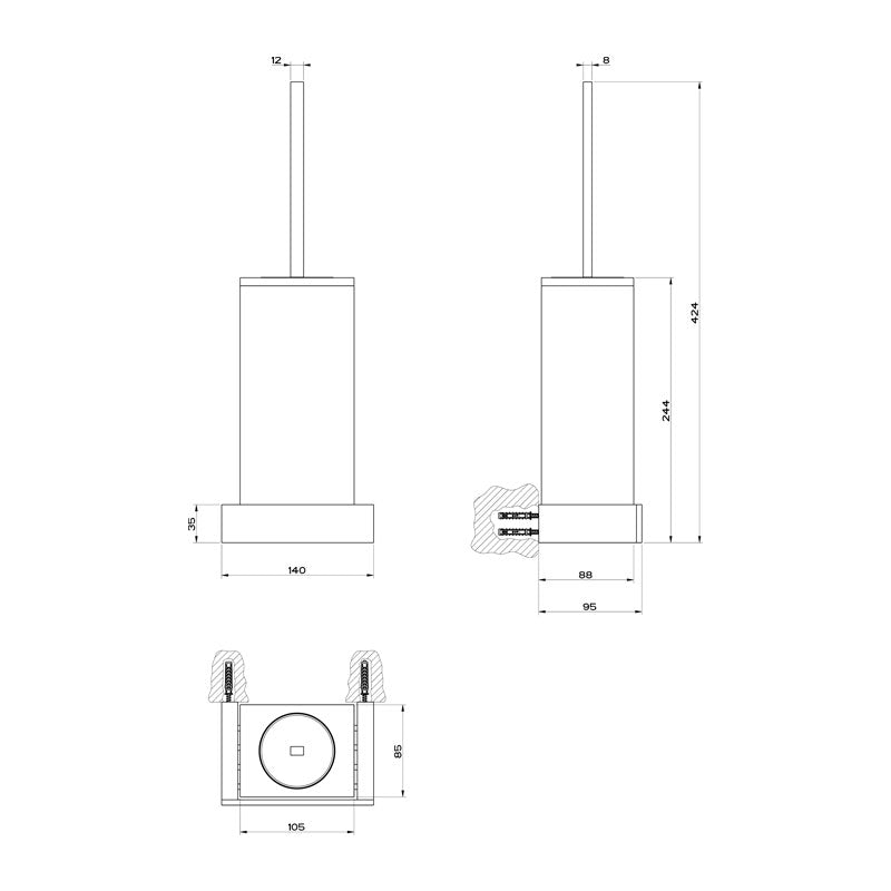 Gessi Rettangolo Wall Mounted Toilet Brush Holder Spec
