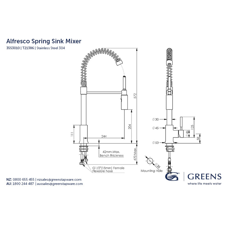 Greens Alfresco Spring Sink Mixer 