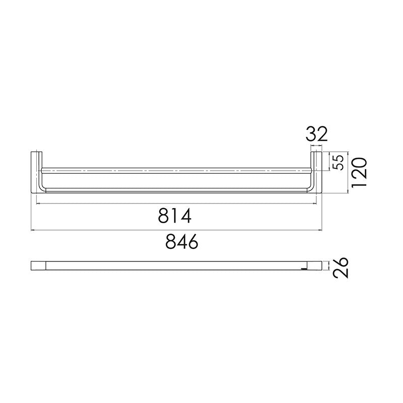 Phoenix Gloss Double Towel Rail 800mm - Brushed Gold