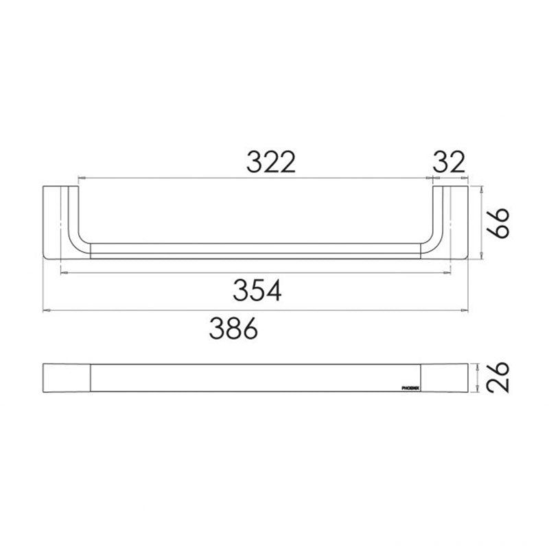 Phoenix Gloss Hand Towel Rail - Brushed Nickel Specification