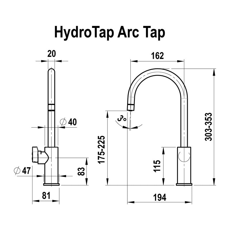 Zip Hydrotap G5 Arc Brushed Nickel H52783Z11 Specification
