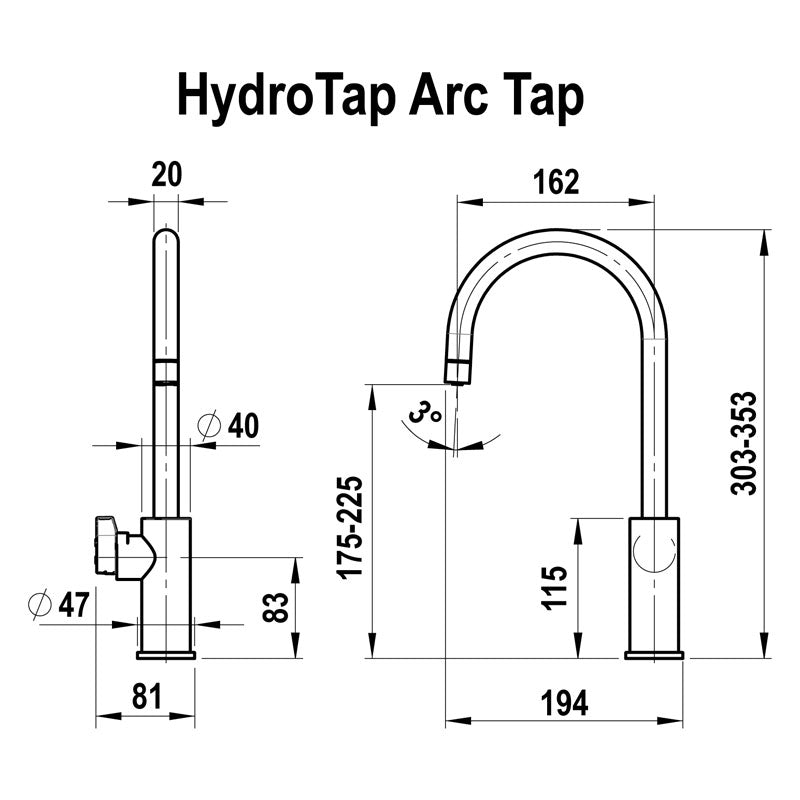 Zip Hydrotap G5 Arc Brushed Nickel Chilled and Boiling H52784Z11 Specification
