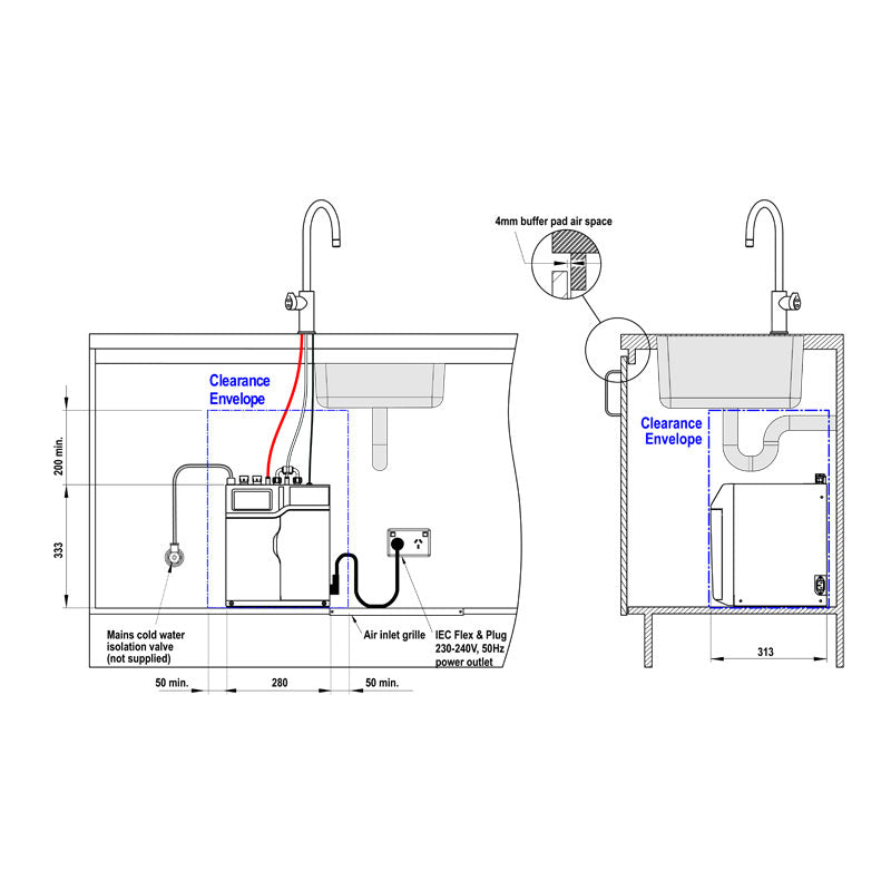 Zip Hydrotap G5 Cube Bright Chrome Boiling and Ambient H53785 Installation