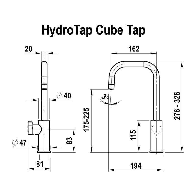Zip Hydrotap G5 Cube Bright Chrome Sparkling & Chilled H53787 Specification