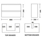 Ledin Havana 900 Ensuite Drawer Unit - White Wall Hung with Ceramic Top