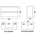 Ledin Havana 750 Ensuite Drawer Unit - White Wall Hung with Stone Top & Ceramic Basin